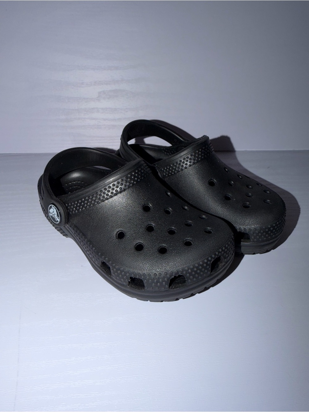 Kids CROCS Black Foam Clogs with Back Strap